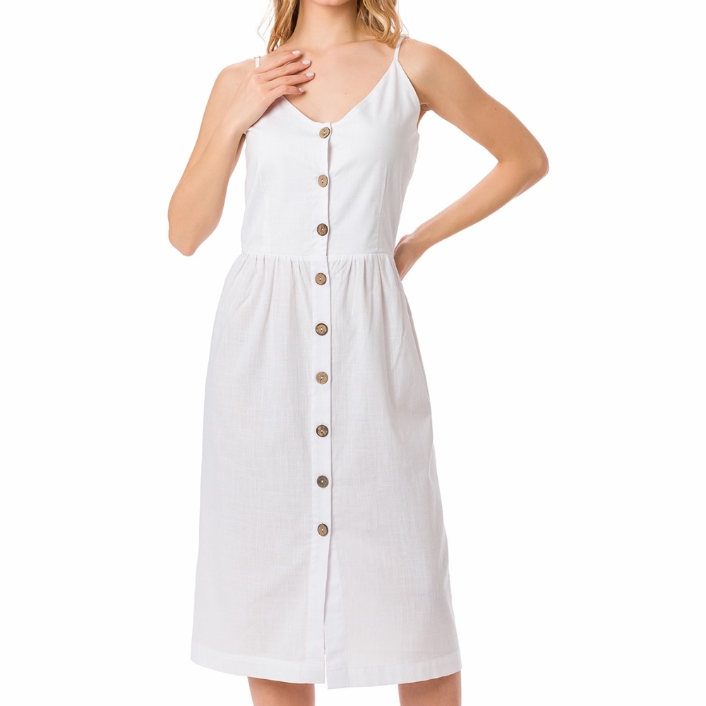 Suvi NYC women's botton-up strap dress for summer 100% quality Turkish cotton .